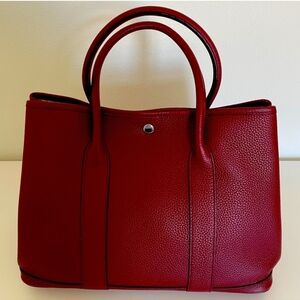 Elegant Red Leather Tote Bag